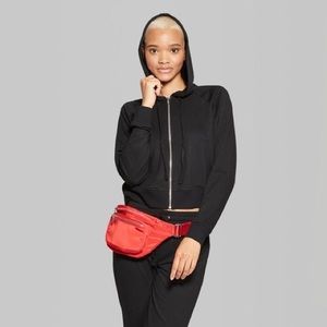 Black Cropped Zip Hoodie